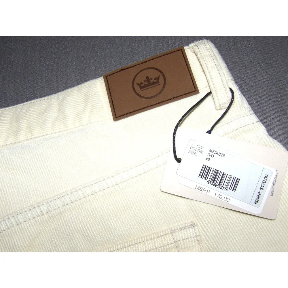 NEW! Peter Millar CROWN Ivory Corduroy Straight Leg Chino Pants Men's 40 X 34‎
